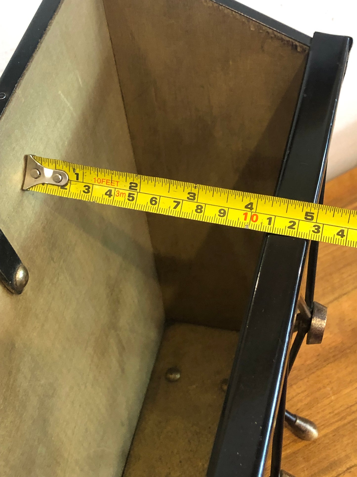 Vintage Painted Steel and Gilt Brass Magazine Rack