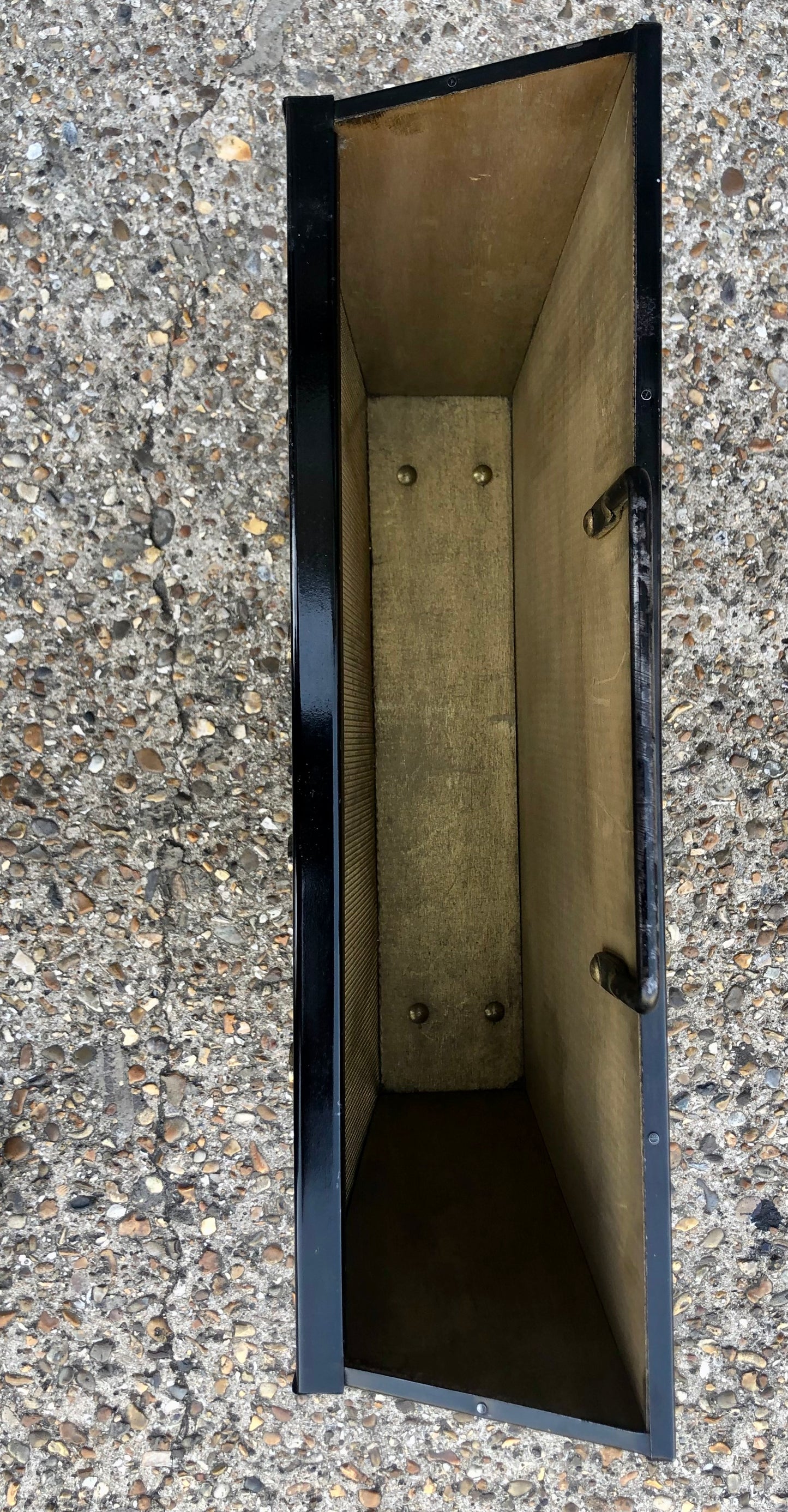 Vintage Painted Steel and Gilt Brass Magazine Rack