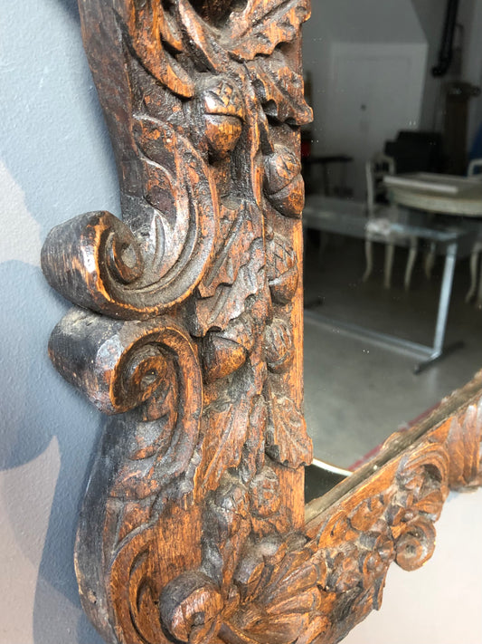 Antique Carved Oak Mirror