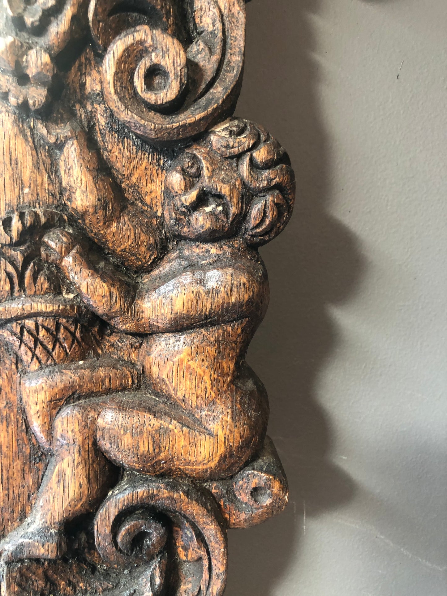 Antique Carved Oak Mirror
