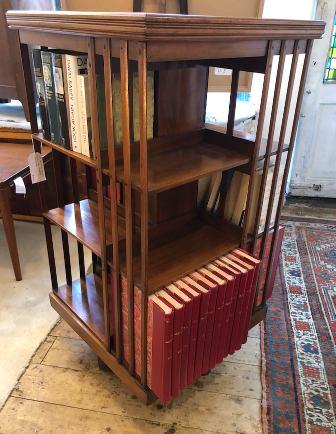 Victorian walnut revolving bookcase