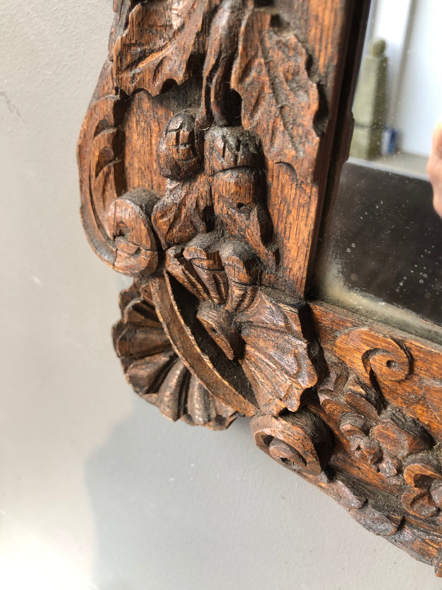 Antique Carved Oak Mirror
